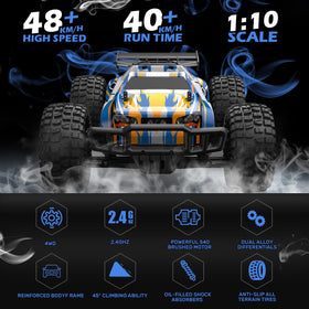 Holyton 1:10 RC car 4WD suspension handles rough surfaces smoothly