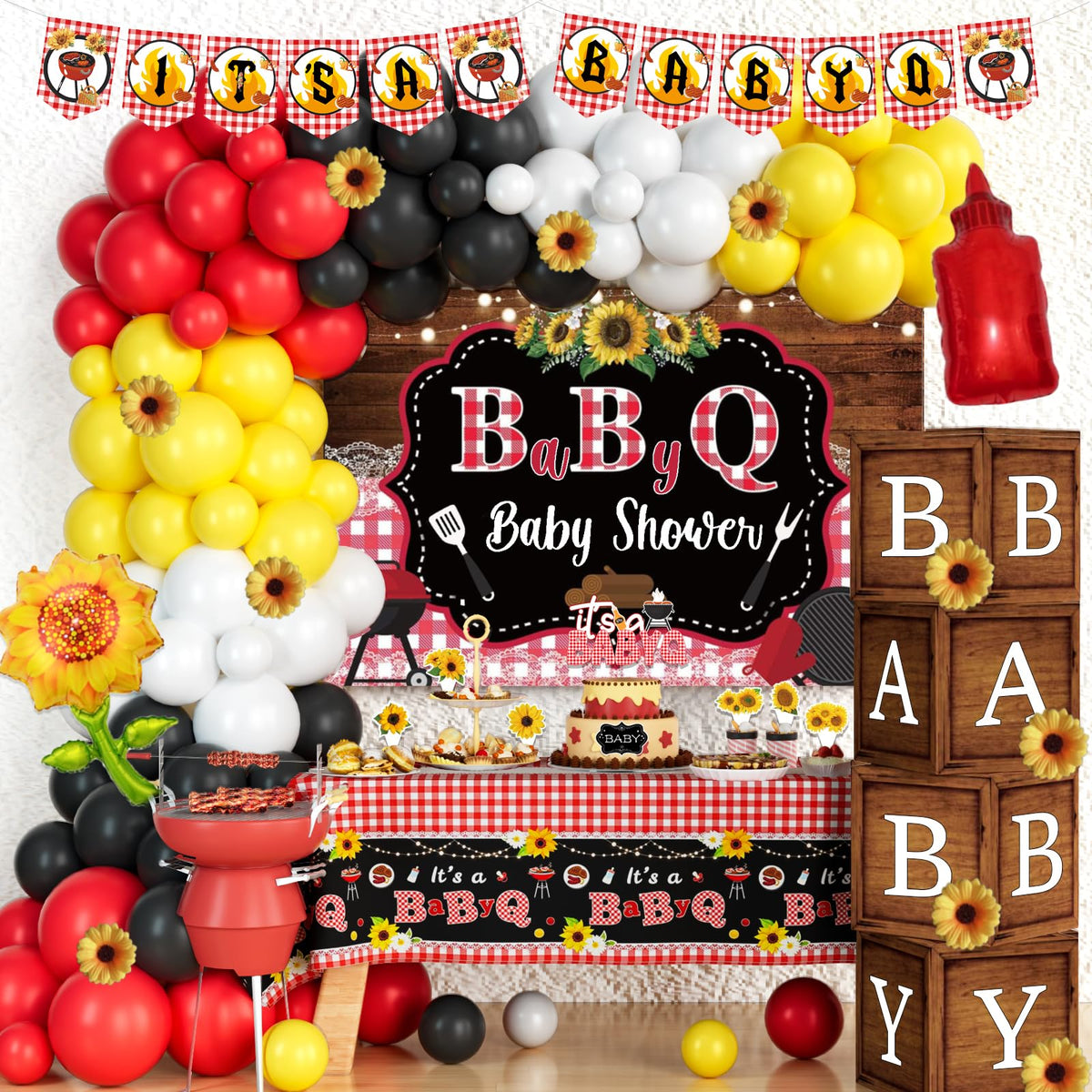 Hombae Its A Baby Q backdrop creates a photo-worthy party focal point