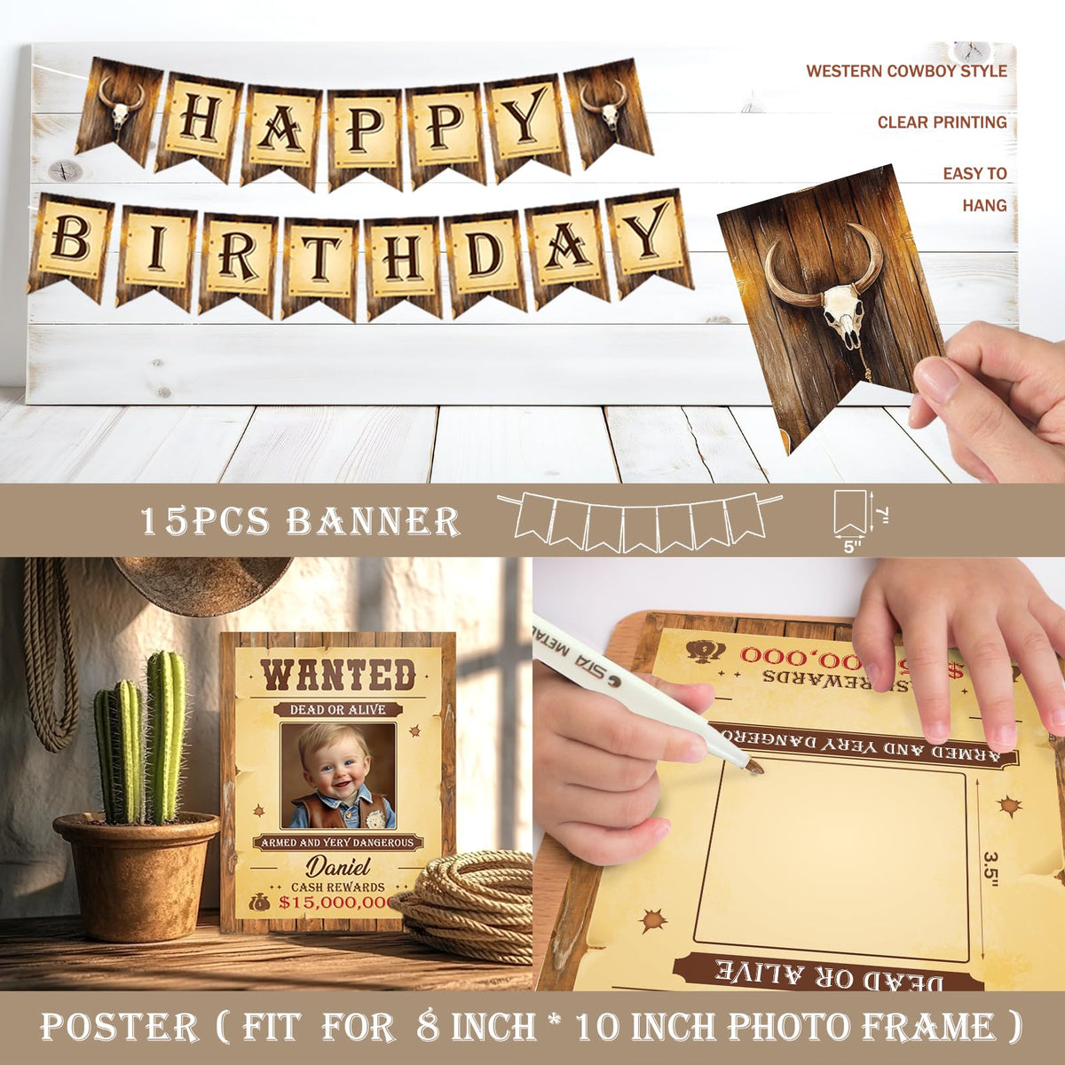 Hombae cake topper features a cowboy motif for charming dessert toppers
