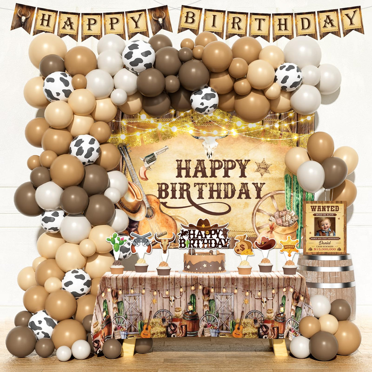 Hombae cowboy birthday backdrop for a cohesive western party look