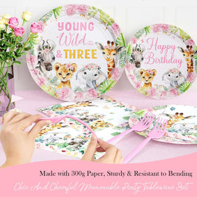Hombae 300gsm plates with pink forks elevate mealtime during the celebration.