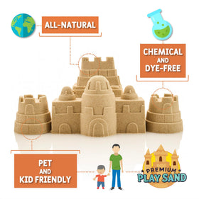 Eco-friendly sand packaging highlighting sustainable sourcing.