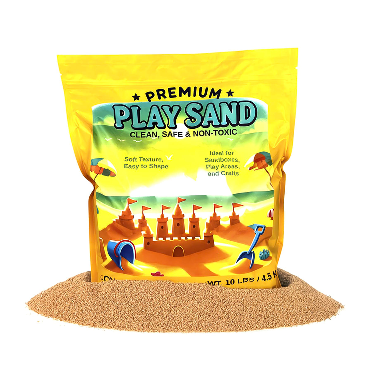 Home and Country USA play sand 10lb bag ready for indoor and outdoor fun.