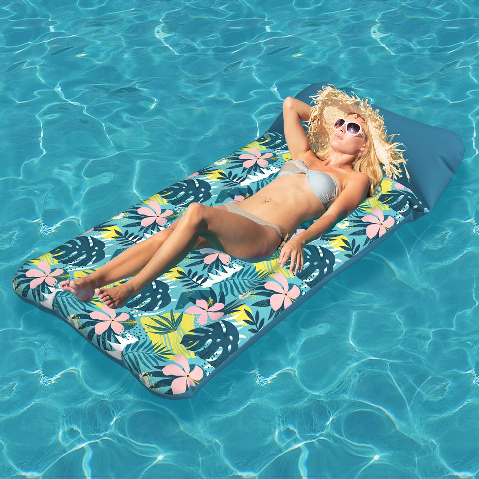 HomeKaren oversized pool float lounge for sunbathing on a calm pool day