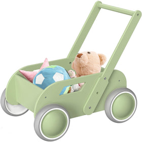 HOMEKOL wooden baby walker front view shows safe first steps