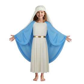 HOMELEX Mary costume dress with white robe for imaginative play.