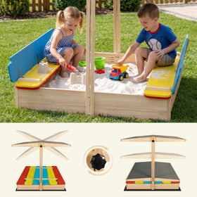 HomeLong bottomless sandbox with liner offers drainage and contained sand