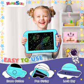 HOMESTEC Astrodraw colorful LCD writing tablet supports early learning through doodling.