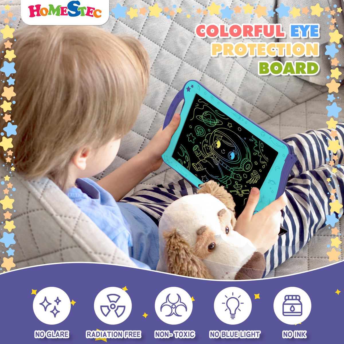 HOMESTEC Astrodraw CR2025 battery delivers months of life for long-lasting fun.
