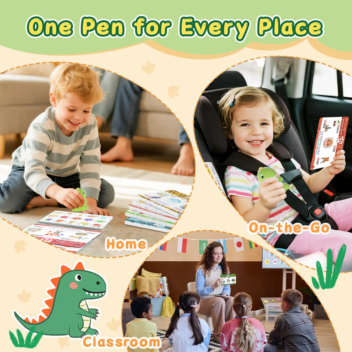 Homestec Dino Pen recharges via USB-C for classroom or travel use.