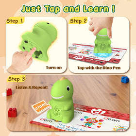Homestec tap-to-read stickers featuring fruits and animals enhance tactile learning.