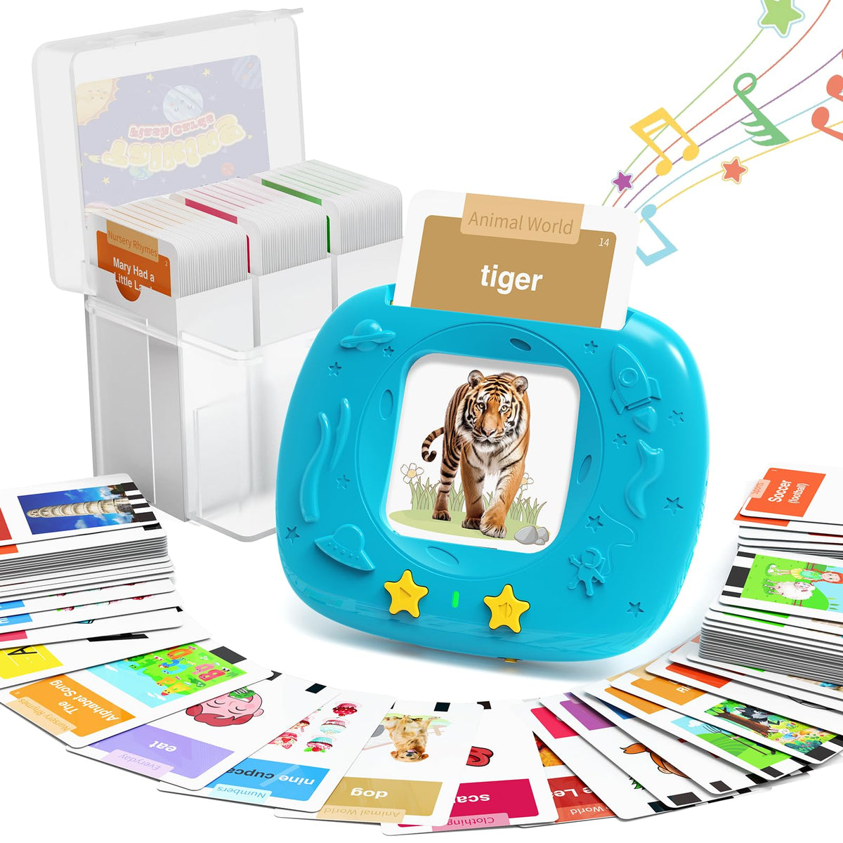 HOMESTEC Toddler Flash Cards with 216 double-sided cards for broad early learning themes.