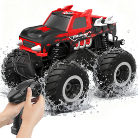 HOMETALL Amphibious RC car front view highlights rugged all-terrain performance
