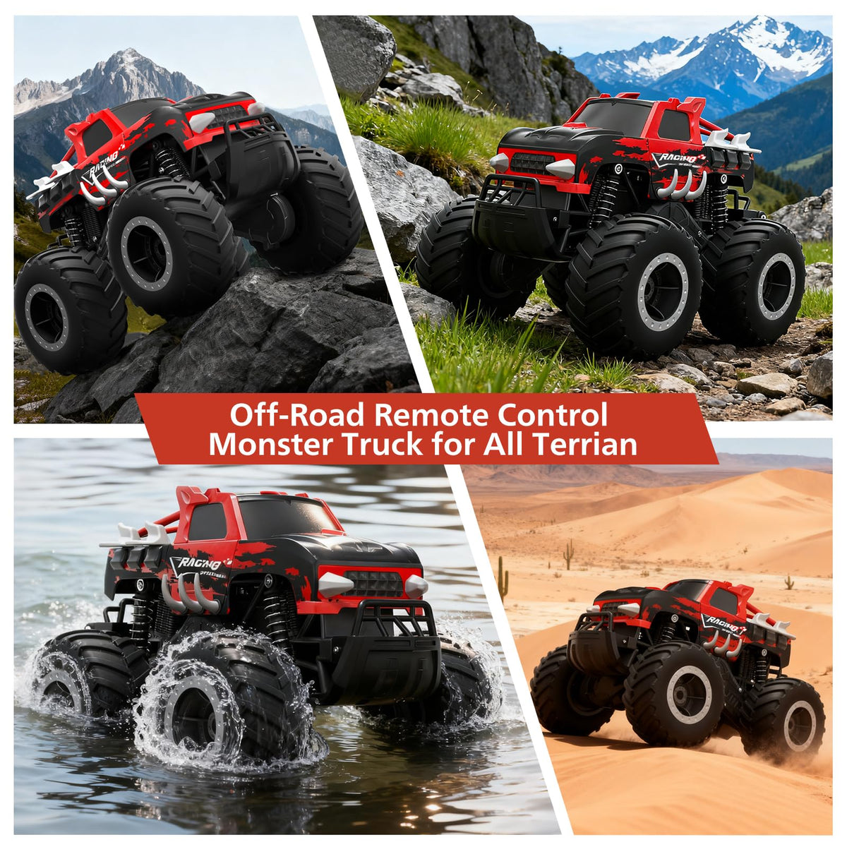 LED headlights illuminate HOMETALL Amphibious RC car for night play