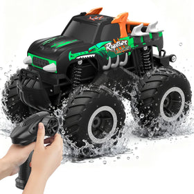 HOMETALL green 1:16 monster truck front view ready for all-terrain action