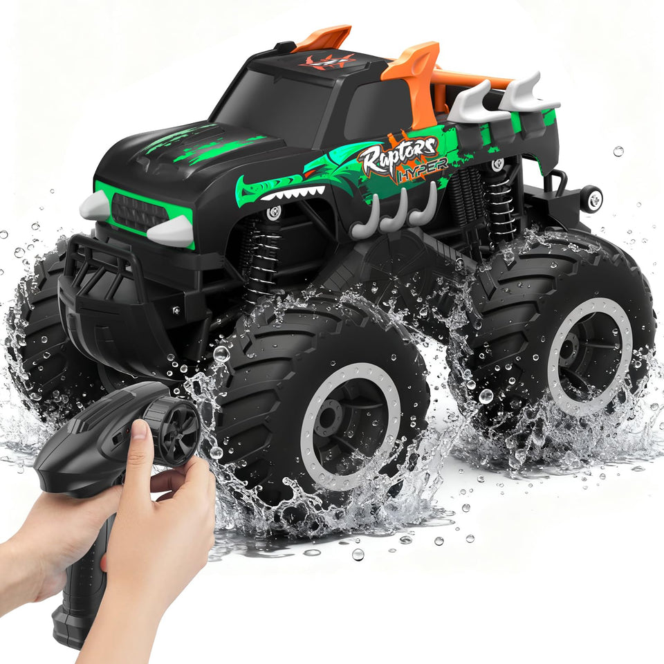 HOMETALL green 1:16 monster truck front view ready for all-terrain action