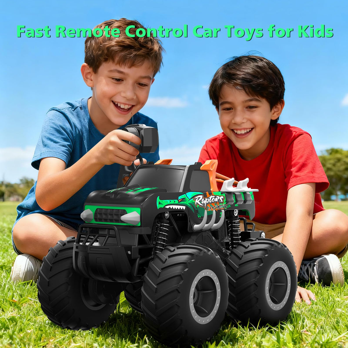 HOMETALL kids enjoy outdoor and indoor play with the green monster truck