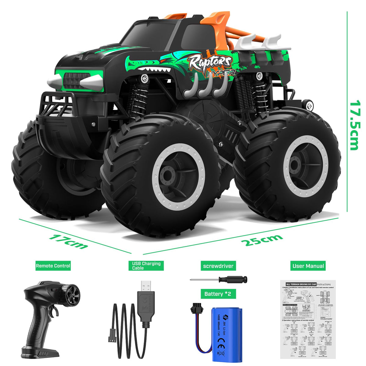 HOMETALL green monster truck under Christmas tree packaging ready for unboxing