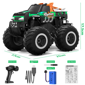 HOMETALL green monster truck under Christmas tree packaging ready for unboxing