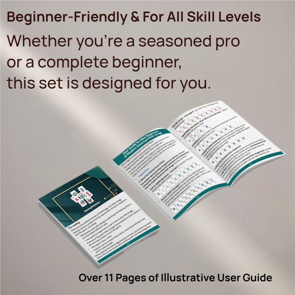 HomeyVenture large-print Mahjong cards for easy readability.