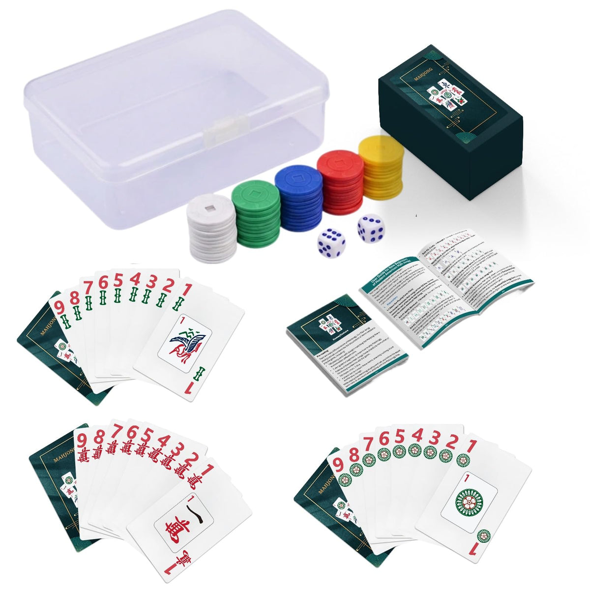 HomeyVenture Mahjong card set in case, portable for travel and game nights.