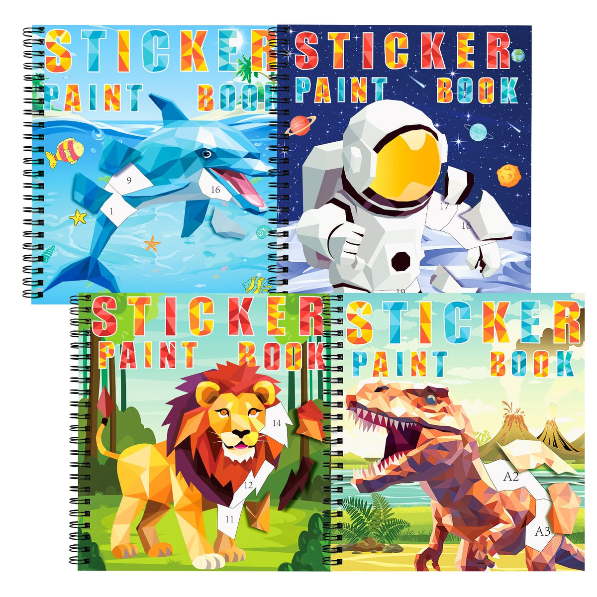 Homicozy dinosaur sticker paint book cover with vibrant dinos for creative play