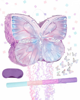 Homie Finds butterfly pinata front view with crystal wings for magical party decor.
