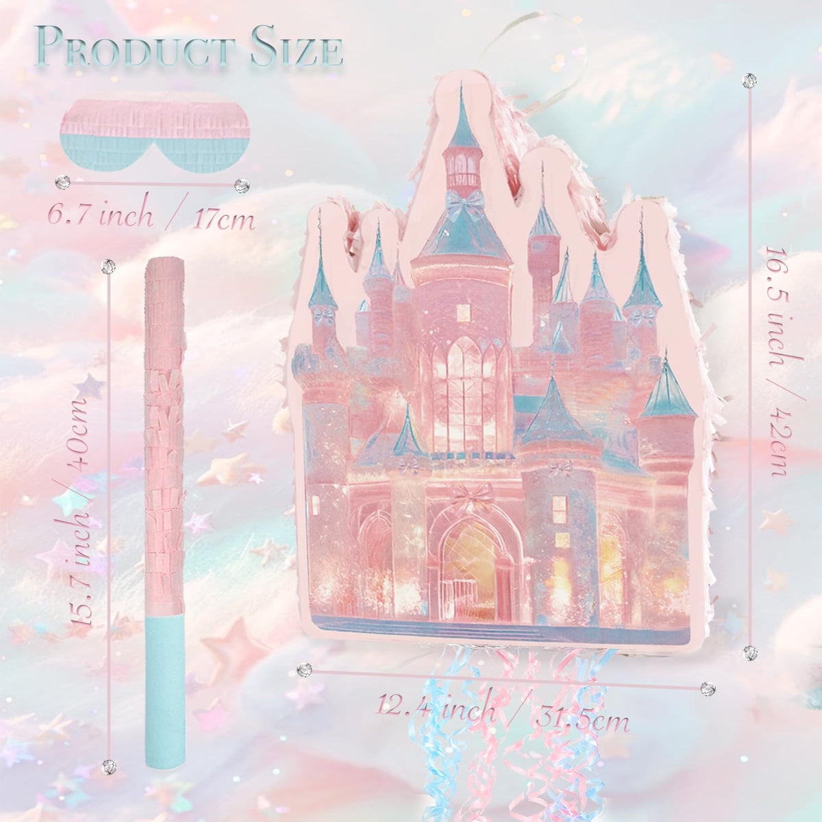 Homie Finds Princess Castle Pinata Set blue spires add color to decor