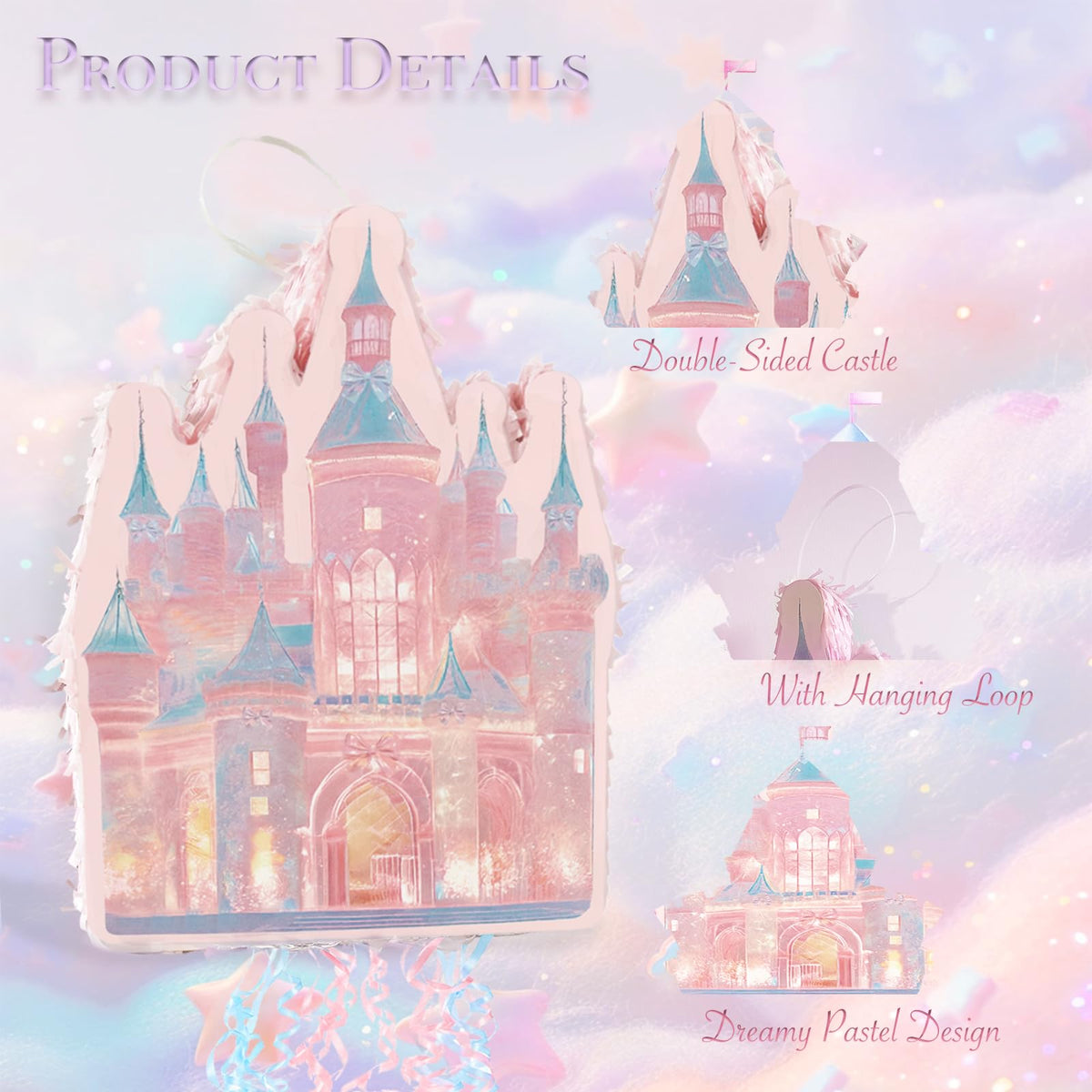 Homie Finds Princess Castle Pinata Set glitter bows sparkle during games