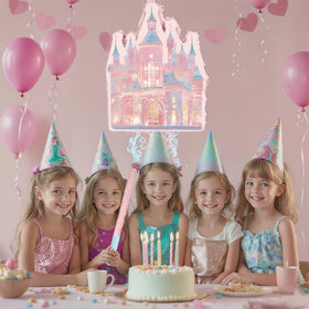 Homie Finds Princess Castle Pinata Set watercolor pull strings for interaction