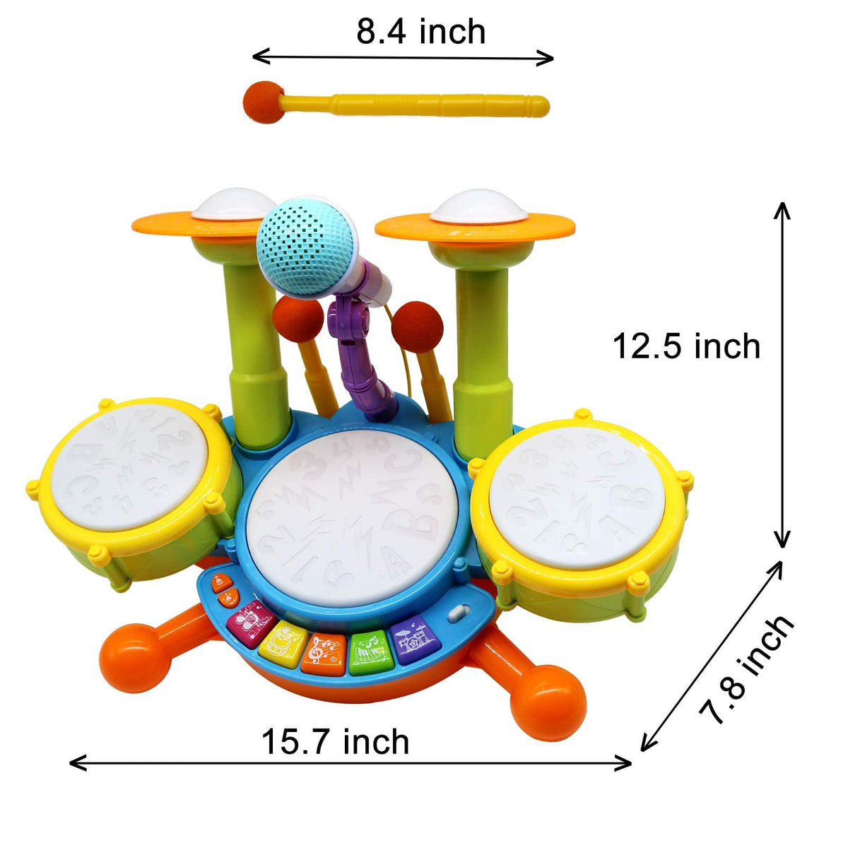 Homily safety-designed drum set with rounded edges for safety.
