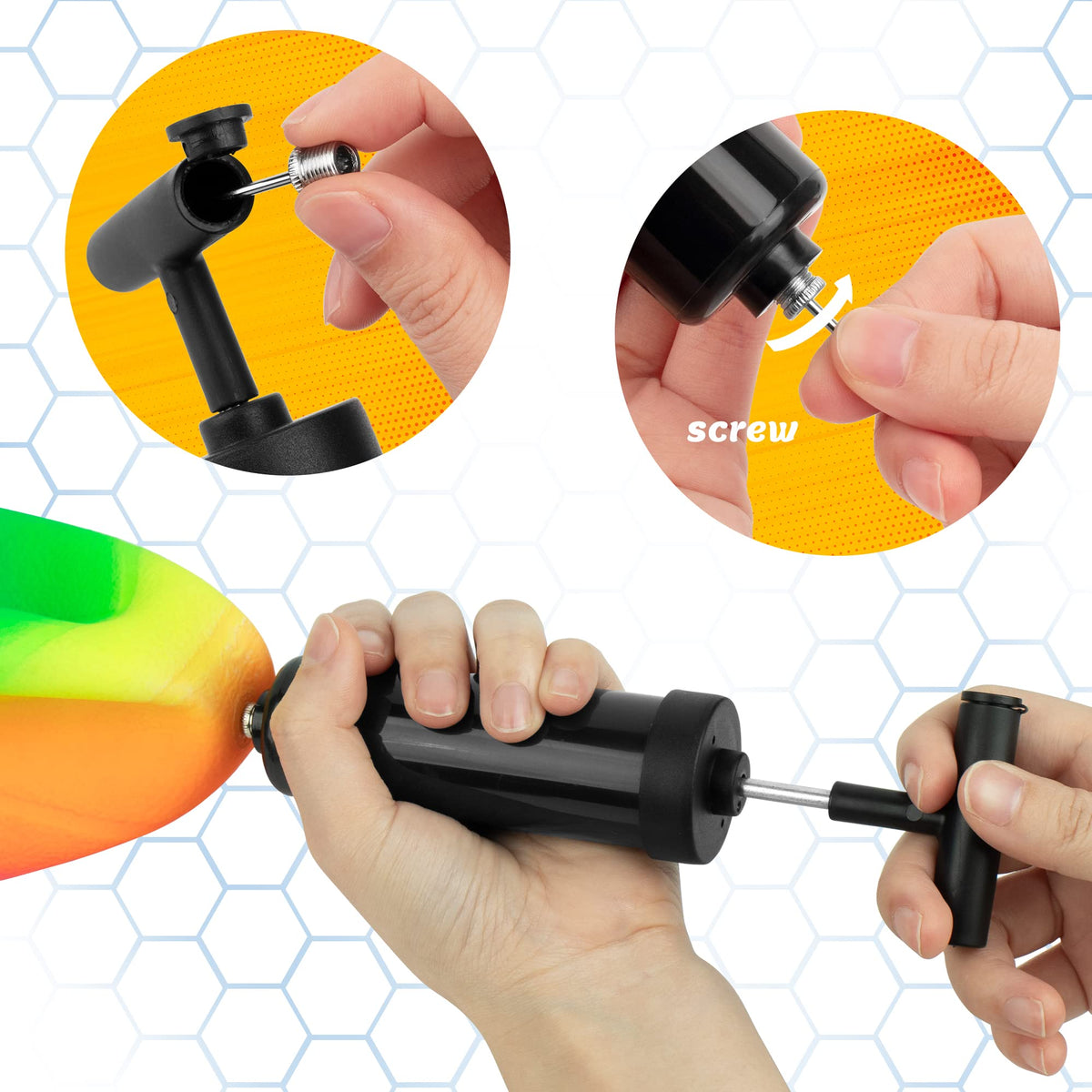 Homotte pump with built-in needle storage beside deflated balls