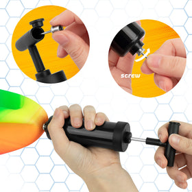Homotte pump with built-in needle storage beside deflated balls