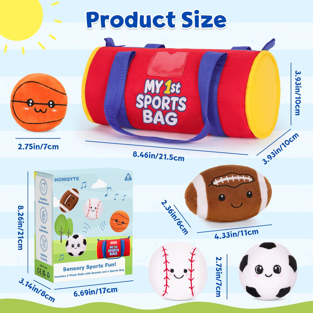 HOMQYTE basketball plush ball supports grasping and imaginative play