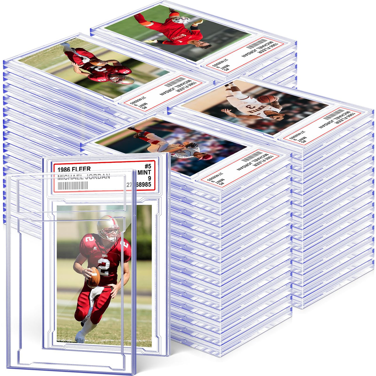Homthy 100 pcs card case collection with clear graded slabs for easy viewing