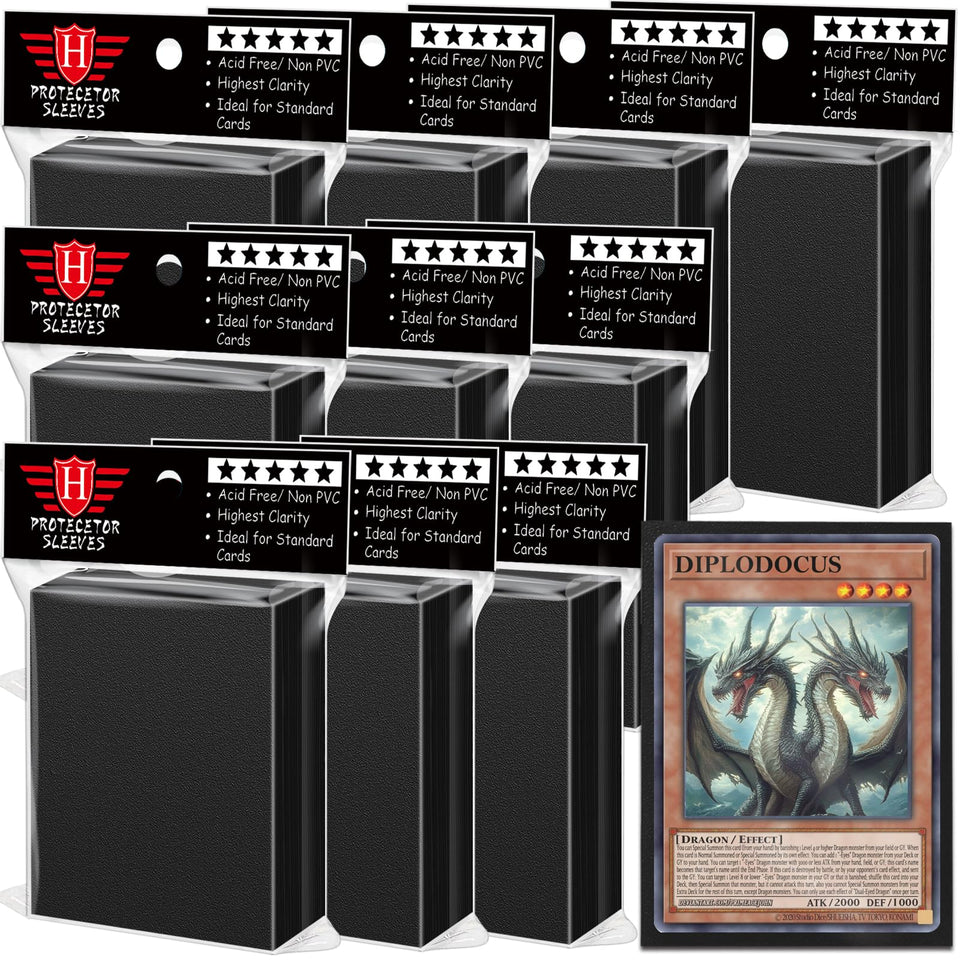 Homthy 1000-pcs black card sleeves pack front view for organized protection.