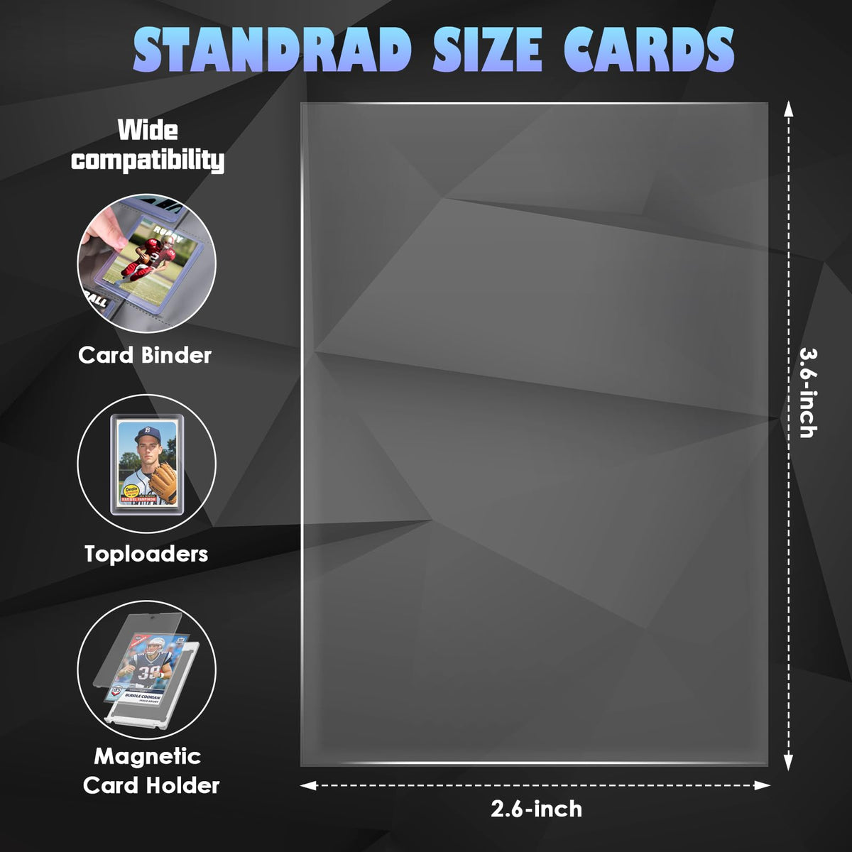 Homthy clear plastic card protectors showcase and protect your trading cards.