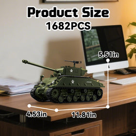 Honchoes M4 Sherman tank treads enable realistic movement for display.