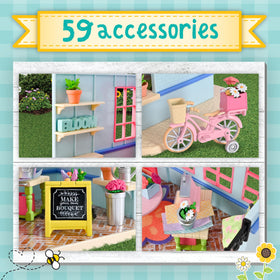 Honey Bee Acres bicycle delivers pretend bouquets in playful shop scenarios