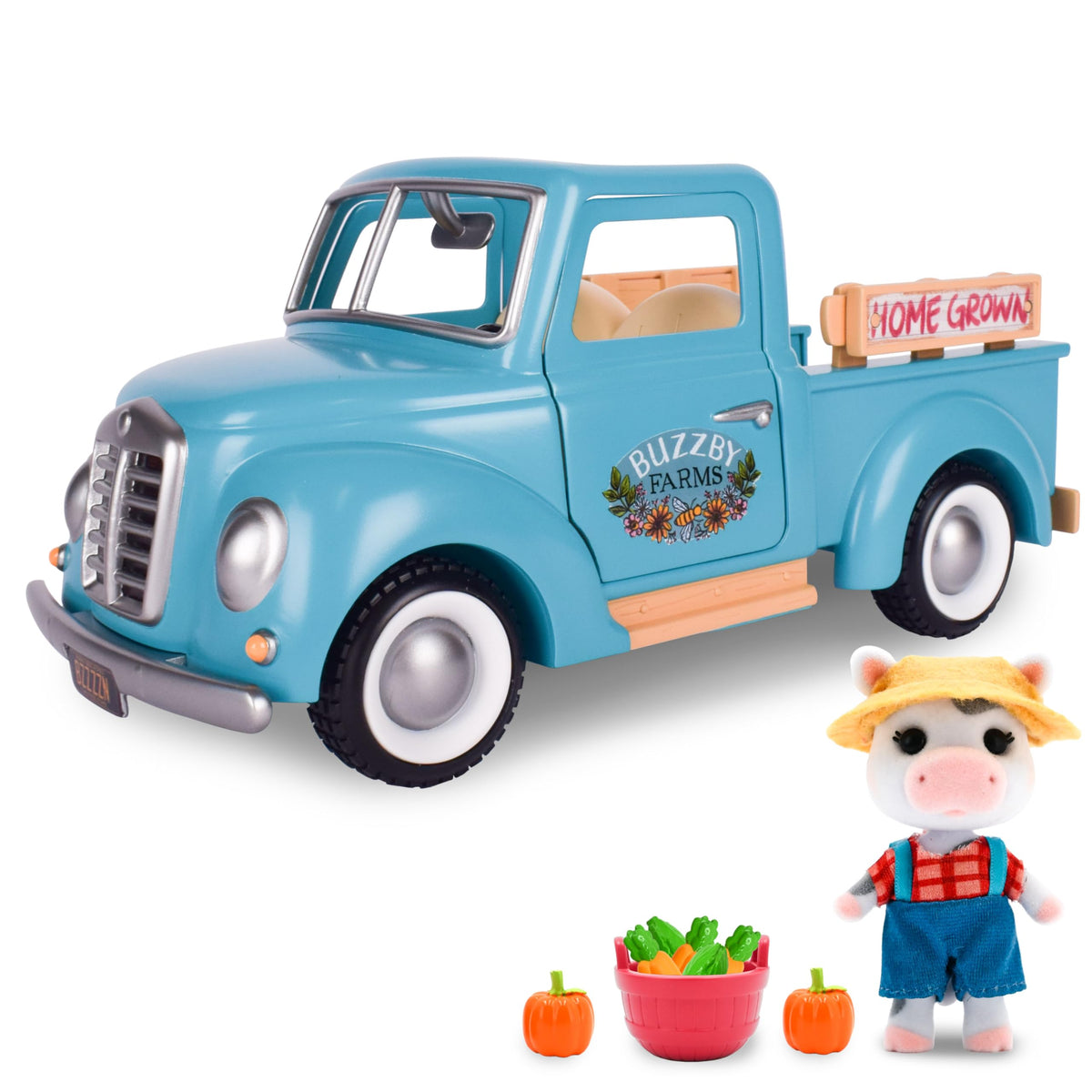 Honey Bee Acres Buzzby truck front view with opening doors for interactive play