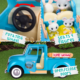 Honey Bee Acres Buzzby truck interior showing seating for two figures