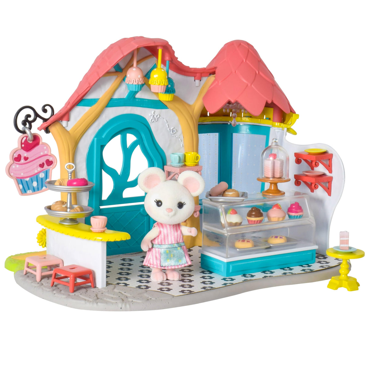 Honey Bee Acres pastry shop display case 35 pieces showcases realistic pretend pastries