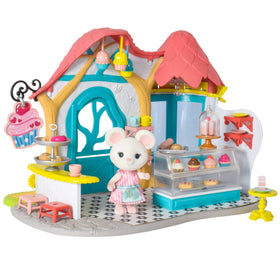Honey Bee Acres pastry shop display case 35 pieces showcases realistic pretend pastries