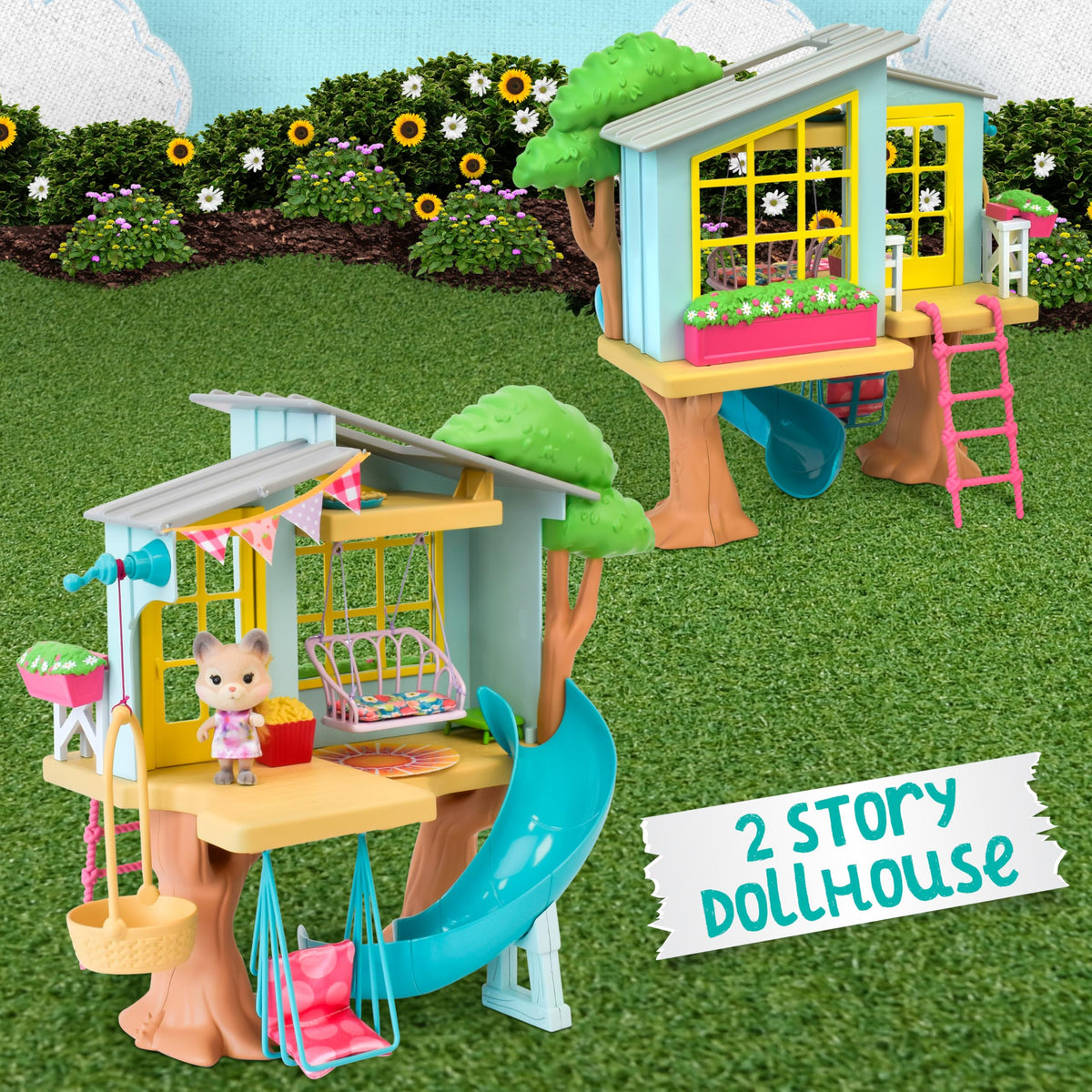 Honey Bee Acres slide and swing chairs featured in this playset