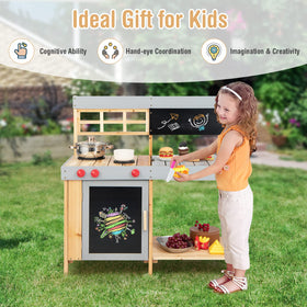 Honey Joy Mud Kitchen removable features reduce cleanup time and mess after play.