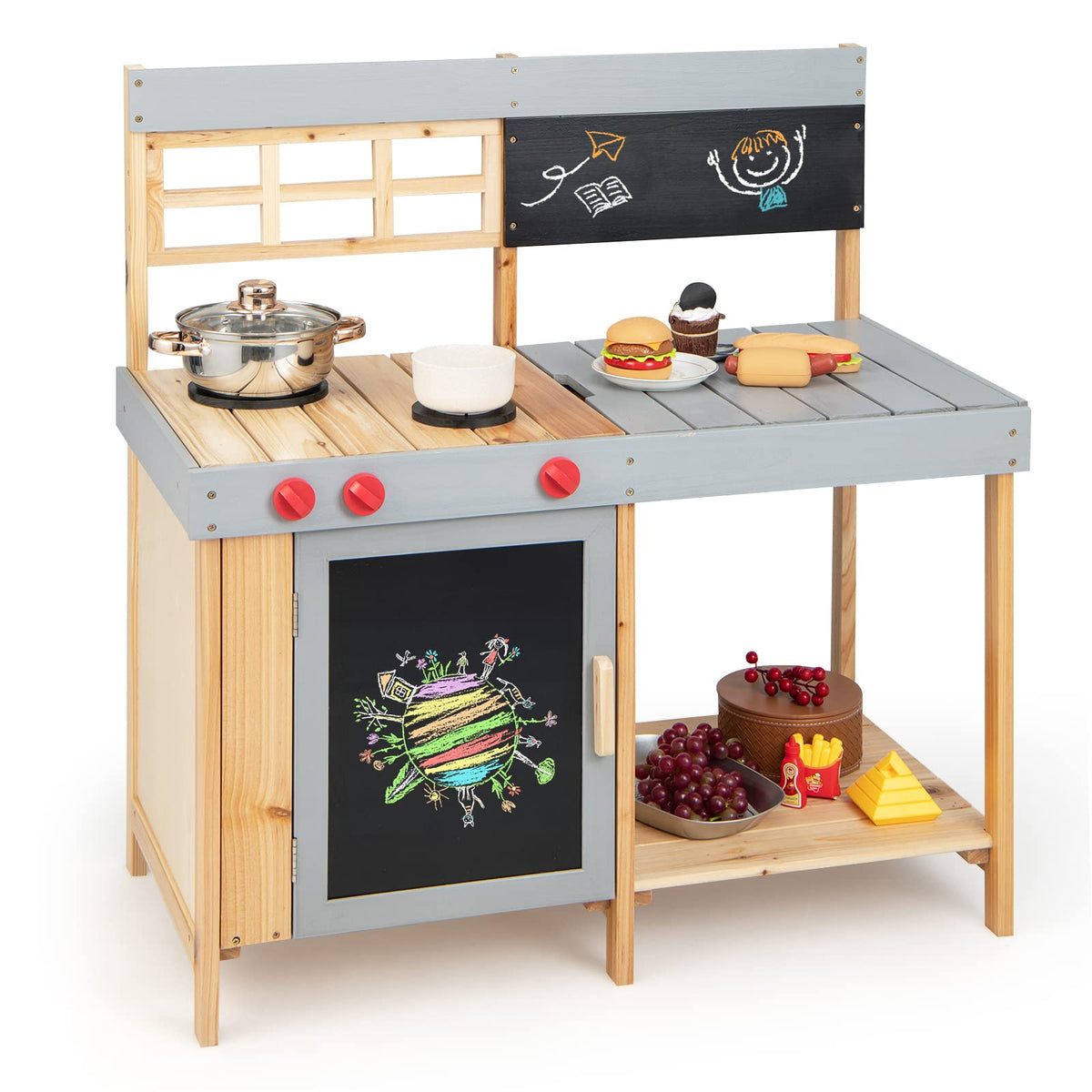 Honey Joy Mud Kitchen safe design with rounded edges supports outdoor adventures.