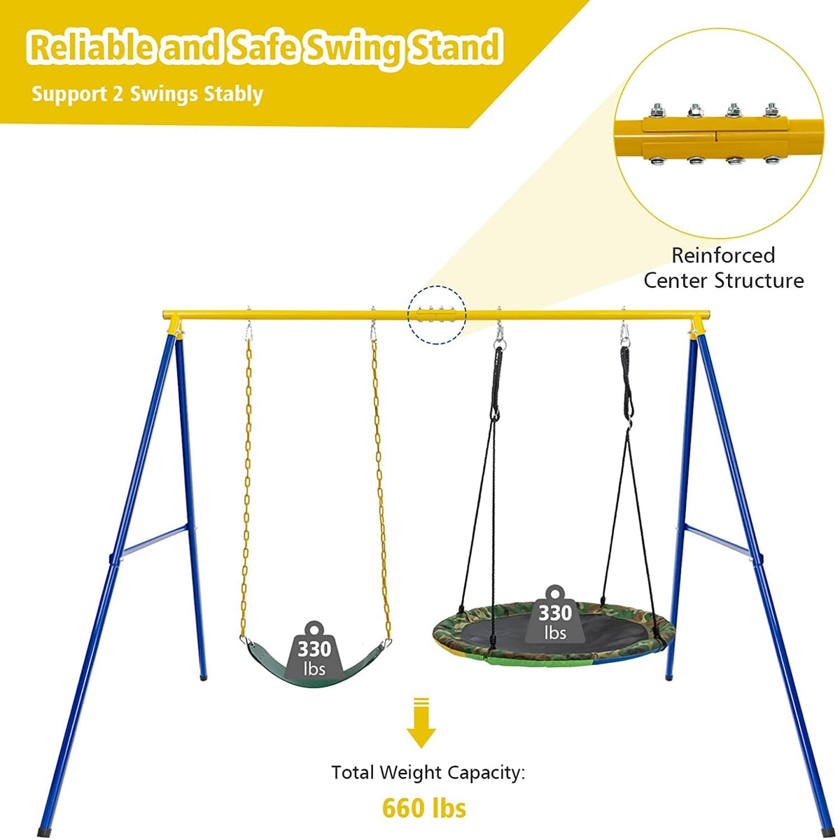 Honey Joy saucer swing seat is weather-resistant for durable outdoor sessions
