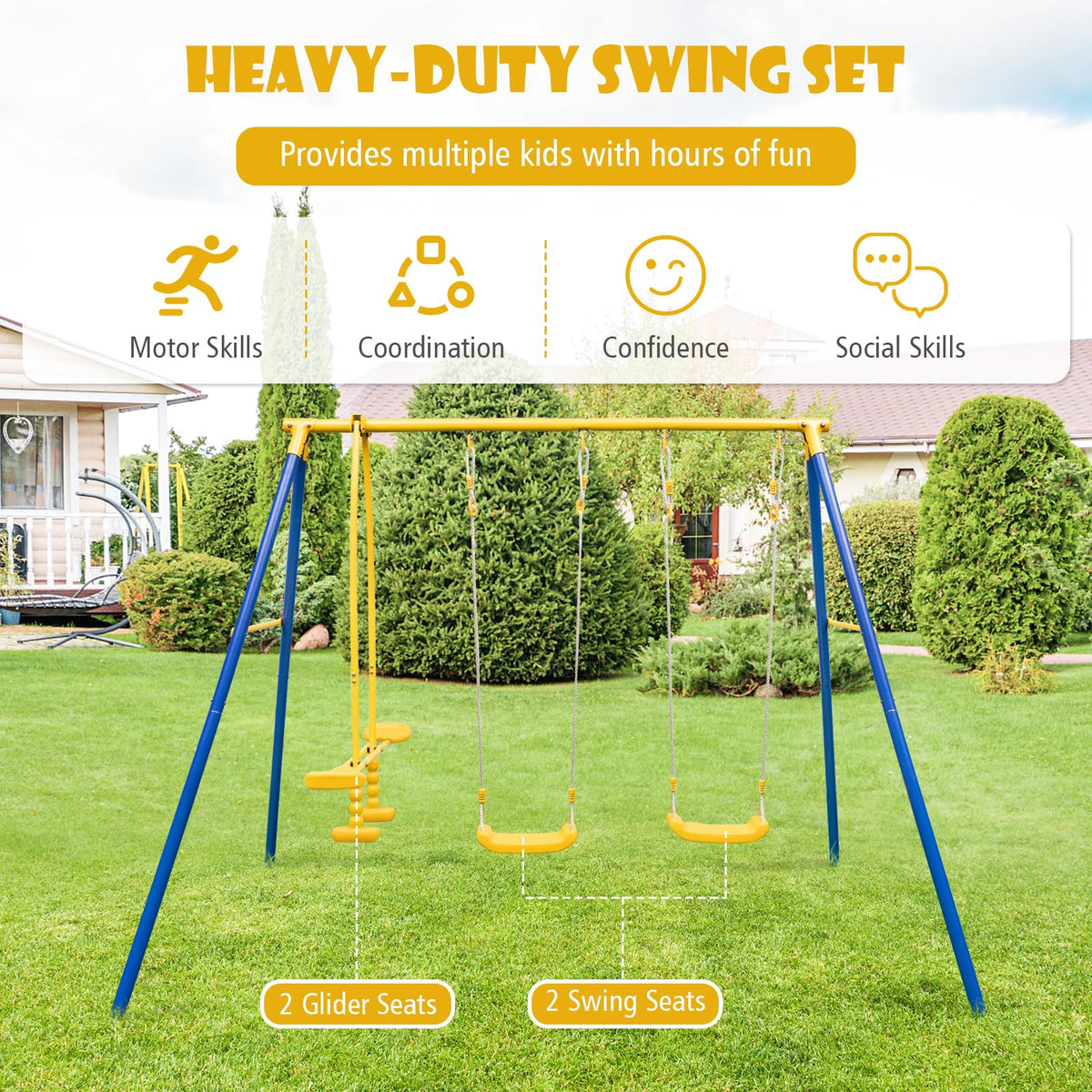 HONEY JOY sturdy metal-frame design built for long-lasting outdoor fun