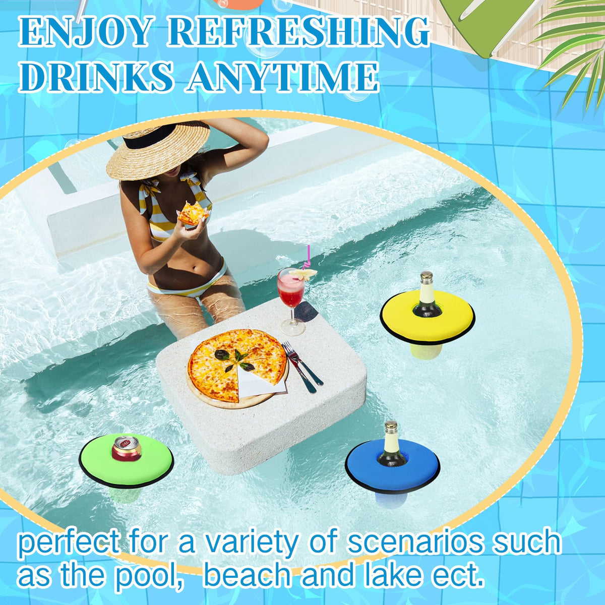 Honeydak rope-design drink holder with rope keeps drinks tethered nearby