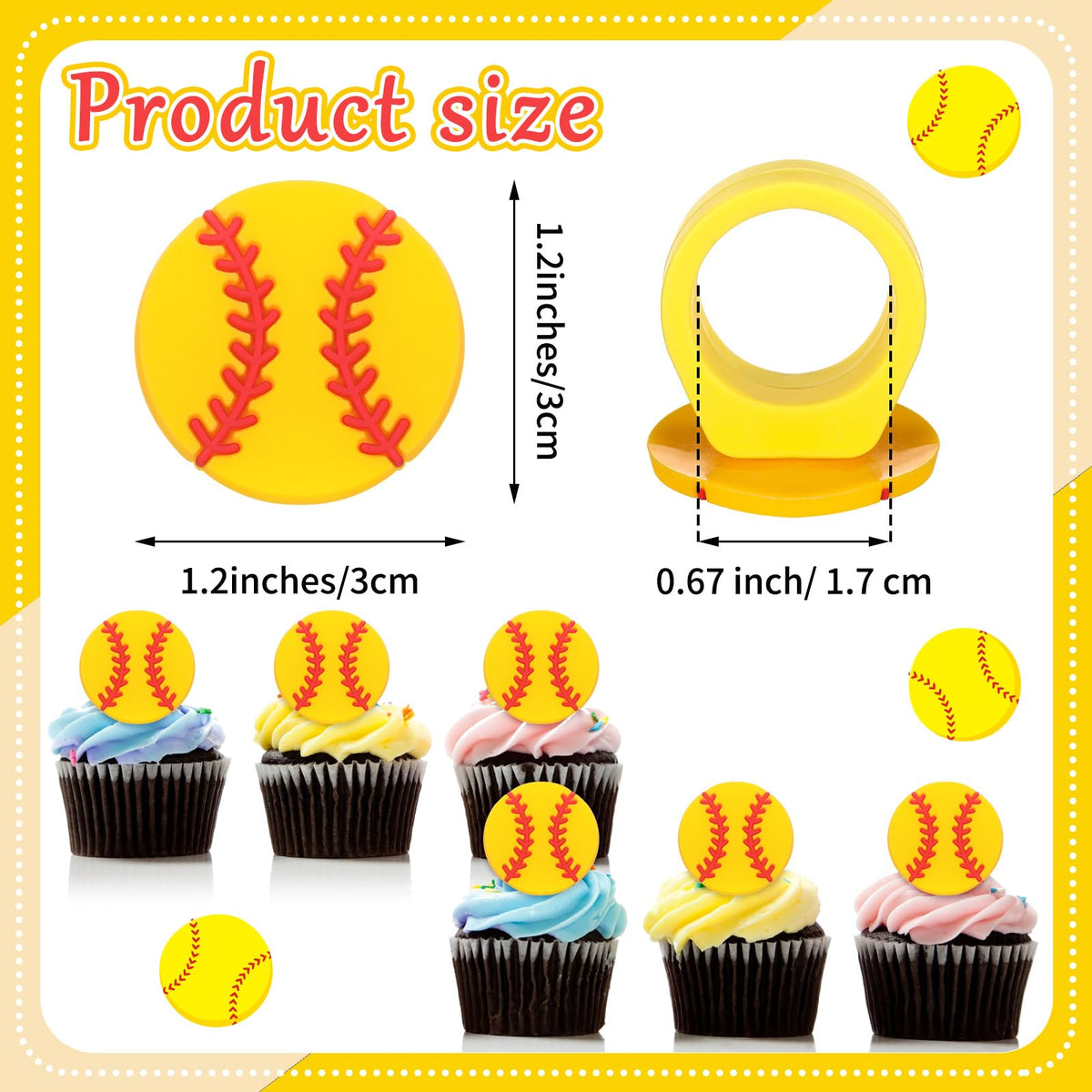 Honeydak 48-pack softball cupcake rings showcased for event prep